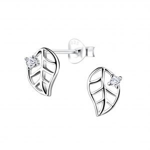 Silver Leaf Stud Earrings - 8708 Silver Leaf Stud Earrings - 8708