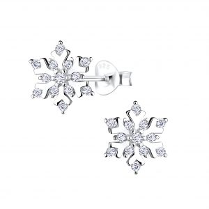 Silver Snowflake Stud Earrings - 8715 Silver Snowflake Stud Earrings - 8715