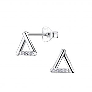 Silver Triangle Stud Earrings - 8569 Silver Triangle Stud Earrings - 8569
