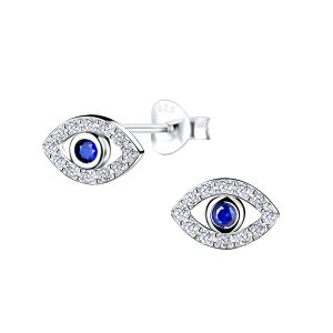 Silver Evil Eye Stud Earrings - 8568 Silver Evil Eye Stud Earrings - 8568