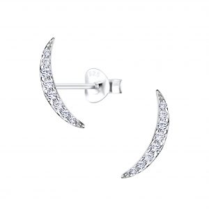 Silver Curved Stud Earrings - 9559 Silver Curved Stud Earrings - 9559
