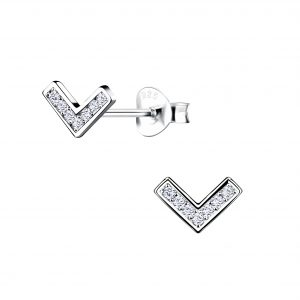Silver Chevron Stud Earrings - 8719 Silver Chevron Stud Earrings - 8719
