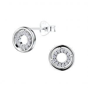 Silver Circle Stud Earrings - 9558 Silver Circle Stud Earrings - 9558