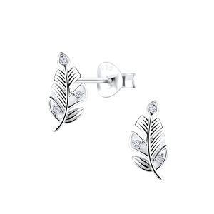 Silver Leaf Stud Earrings - 9611 Silver Leaf Stud Earrings - 9611