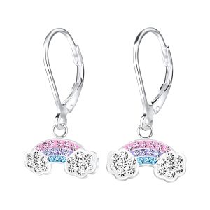 Silver Rainbow Lever Back Earrings - 9166