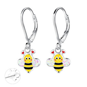 Silver Bee Lever Back Earrings - 9505