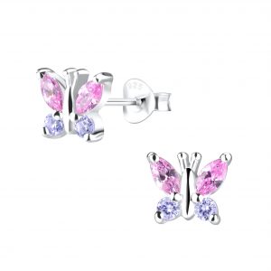 Silver Butterfly Stud Earrings - 9458 Silver Butterfly Stud Earrings - 9458