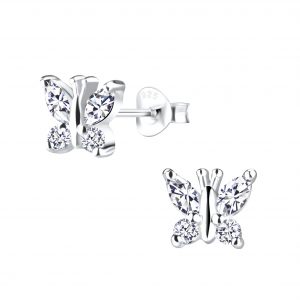 Silver Butterfly Stud Earrings - 9457