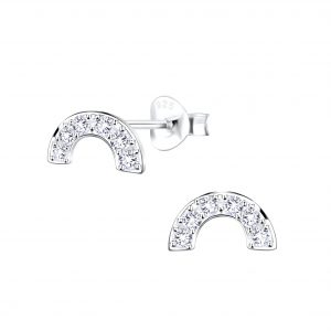 Silver Rainbow Cubic Zirconia Stud Earrings - 9606 Silver Rainbow Cubic Zirconia Stud Earrings - 9606