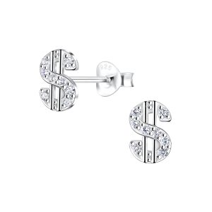 Wholesale Silver Dollar Sign Stud Earrings