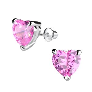 Silver Heart Screw Back Bullet Earrings - 13054 Silver Heart Screw Back Bullet Earrings - 13054