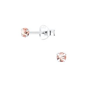 3mm Round Crystal Silver Stud Earrings - 1471 3mm Round Crystal Silver Stud Earrings - 1471