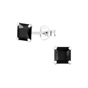 5mm Square Cubic Zirconia Silver Stud Earrings - Wholesale - 1333