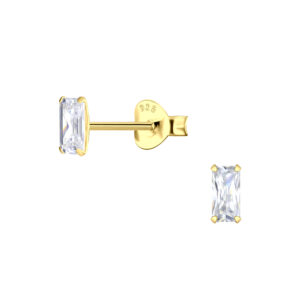 2.5X5mm Baguette Cubic Zirconia Silver Stud Earrings - 14122 2.5X5mm Baguette Cubic Zirconia Silver Stud Earrings - 14122