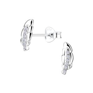 Silver Feather Stud Earrings - 14121 Silver Feather Stud Earrings - 14121