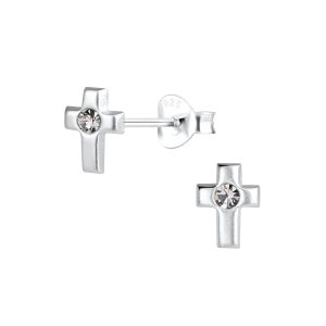 Silver Cross Stud Earrings - 13954