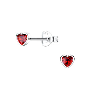 Silver Heart Cubic Zirconia Stud Earrings - 12040