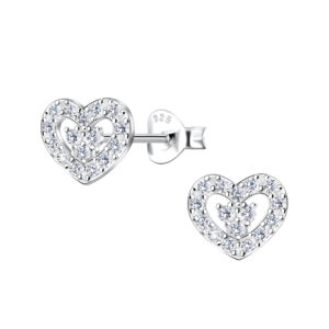 Silver Heart Stud Earrings - 16355 Silver Heart Stud Earrings - 16355