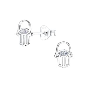 Wholesale Silver Hamsa Stud Earrings
