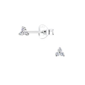 Silver Three Stone Stud Earrings - 17280 Silver Three Stone Stud Earrings - 17280