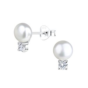 Silver Double Round Stud Earrings - 17848