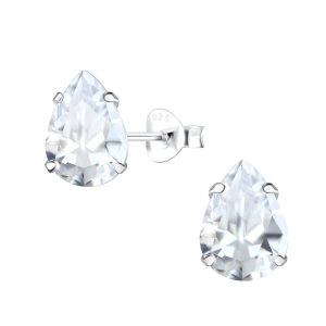 Wholesale 7x10mm Pear Cubic Zirconia Silver Stud Earrings