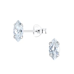 Wholesale 4x8mm Marquise Cubic Zirconia Silver Stud Earrings