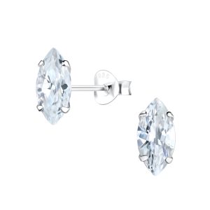 Wholesale 5x10mm Marquise Cubic Zirconia Silver Stud Earrings