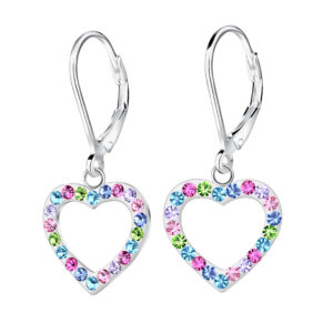 Silver Heart Lever Back Earrings - 18521