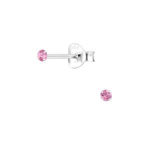 2mm Round Cubic Zirconia Silver Stud Earrings - Wholesale - 1337