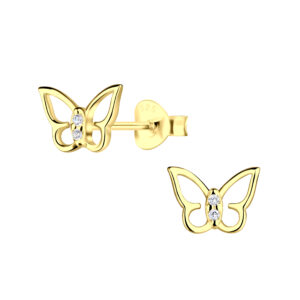 Silver Butterfly Stud Earrings - 19866