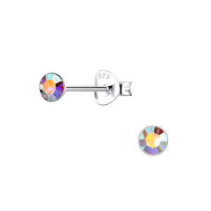 3.5mm Round Crystal Silver Stud Earrings - 2174 3.5mm Round Crystal Silver Stud Earrings - 2174