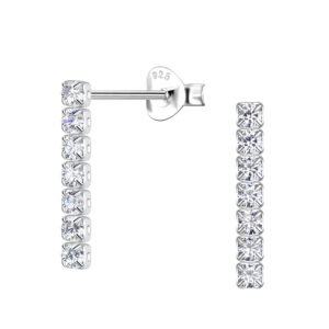 Silver Tennis Bar Stud Earrings - 20539 Silver Tennis Bar Stud Earrings - 20539