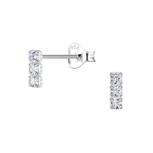 Silver Tennis Bar Stud Earrings - 20537 Silver Tennis Bar Stud Earrings - 20537