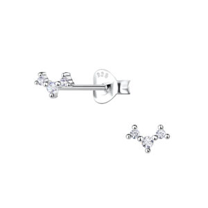 Silver Three Stones Stud Earrings - 19744 Silver Three Stones Stud Earrings - 19744