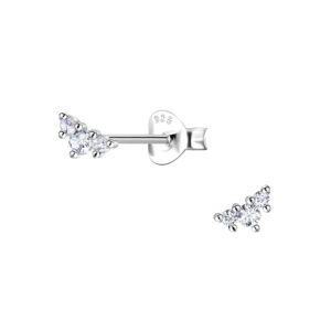Silver Three Stones Stud Earrings - 20629 Silver Three Stones Stud Earrings - 20629