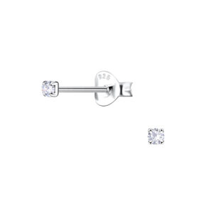 2mm Cubiz Zirconia Silver Stud Earrings - 20958