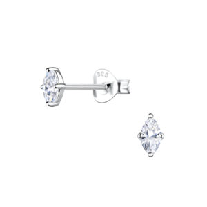 2x4mm Marquise Cubic Zirconia Silver Stud Earrings - 20883 2x4mm Marquise Cubic Zirconia Silver Stud Earrings - 20883