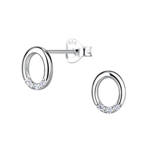 Silver Oval Stud Earrings - 21229 Silver Oval Stud Earrings - 21229