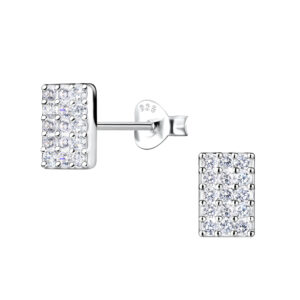 Silver Rectangle Stud Earrings - 21109 Silver Rectangle Stud Earrings - 21109