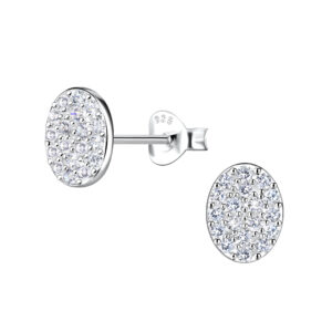 Silver Oval Stud Earrings - 21110 Silver Oval Stud Earrings - 21110