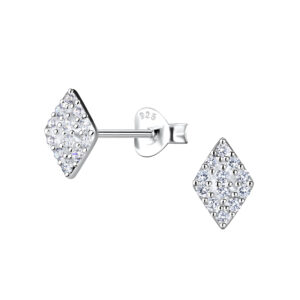 Silver Diamond Shaped Stud Earrings - 21387 Silver Diamond Shaped Stud Earrings - 21387