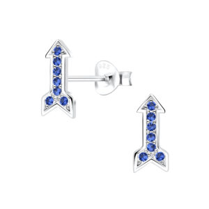 Silver Arrow Cubic Zirconia Stud Earrings - 4341