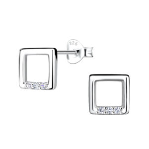 Silver Square Stud Earrings - 21756 Silver Square Stud Earrings - 21756