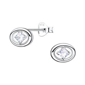 Silver Geometric Stud Earrings - 21760 Silver Geometric Stud Earrings - 21760