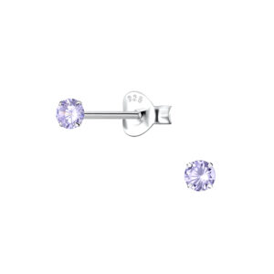 3mm Round Cubic Zirconia Silver Stud Earrings - 2019