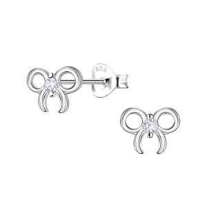 Silver Bow Stud Earrings - 22009 Silver Bow Stud Earrings - 22009