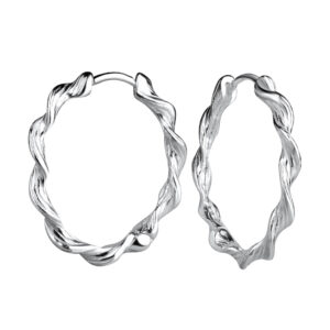 Silver Twisted Huggie Earrings - 22001