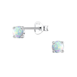 4mm Opal Silver Stud Earrings - 22019
