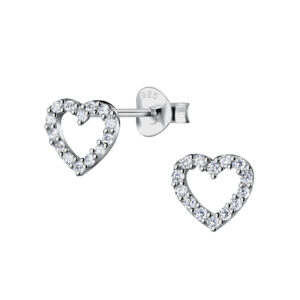 Silver Heart Stud Earrings - 22216